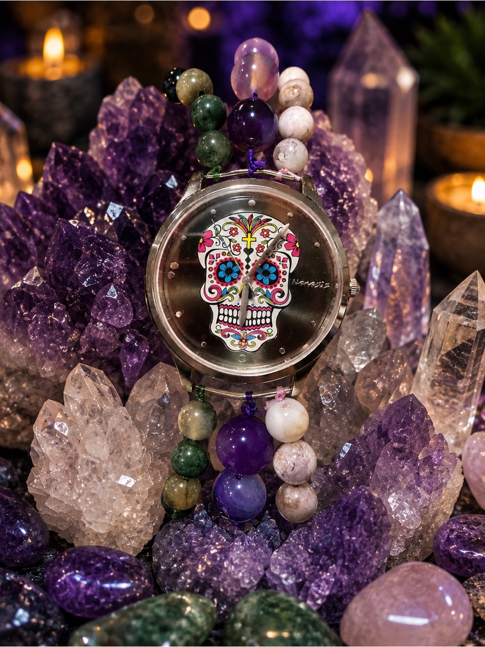 Multi Stone Sugar Skull Watch